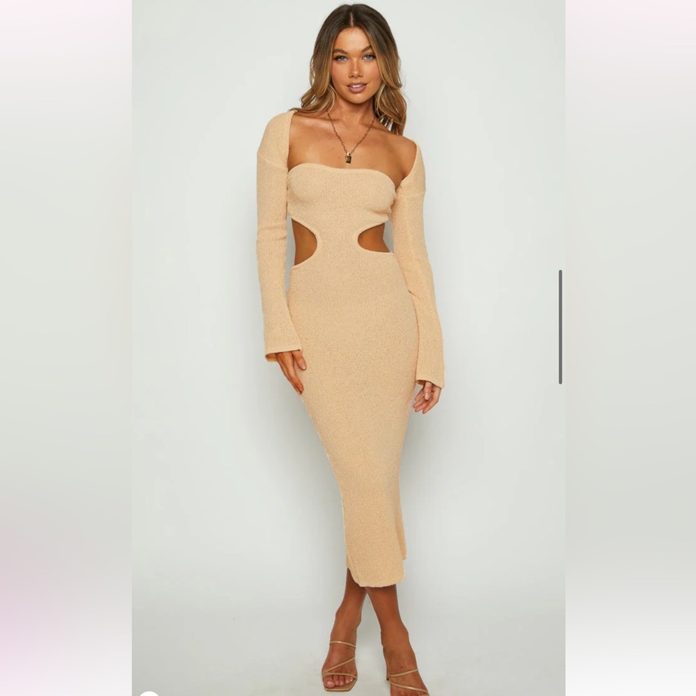 Beginning Boutique Cream Knit Dress